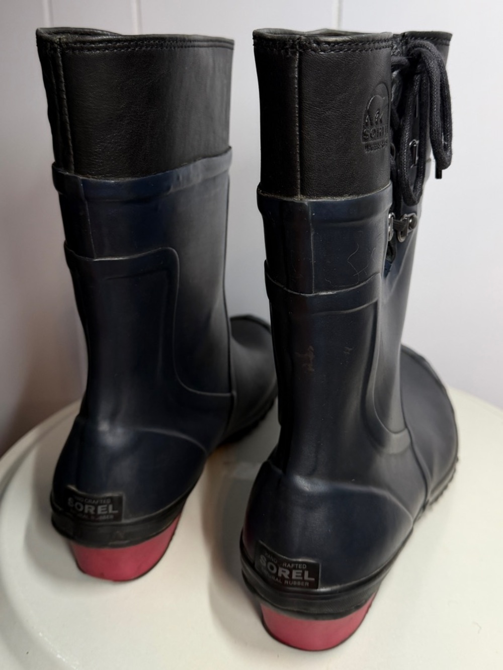 Sorel Black Navy Lace-Up Waterproof Boots with Red Heel - Size 11 - Picture 5 of 12